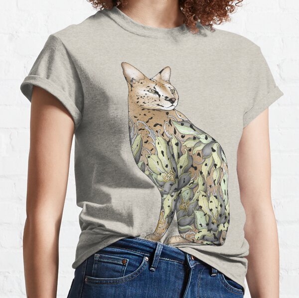 Item preview, Serval Cat in Lotus Flower Tattoo designed and sold by runcatrun.
