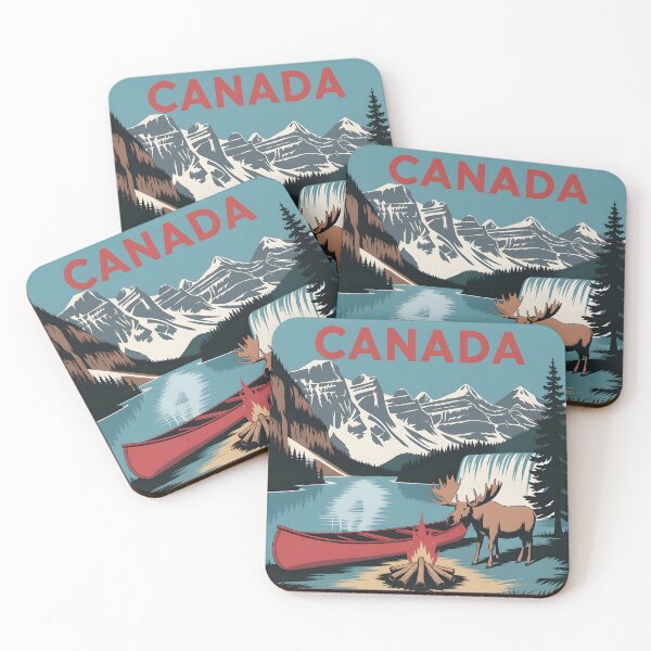 Item preview, Canada: Vintage Turquoise Lakes, Majestic Mountains & Iconic Maple Leaf designed and sold by LSVart.