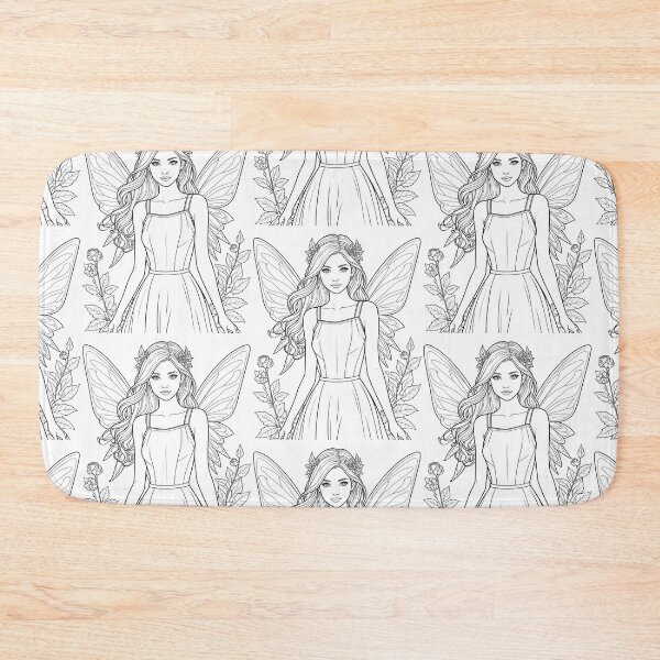 Item preview, Fairy line drawing illustration black white line drawing for gift colouring in designed and sold by cheekylorns.