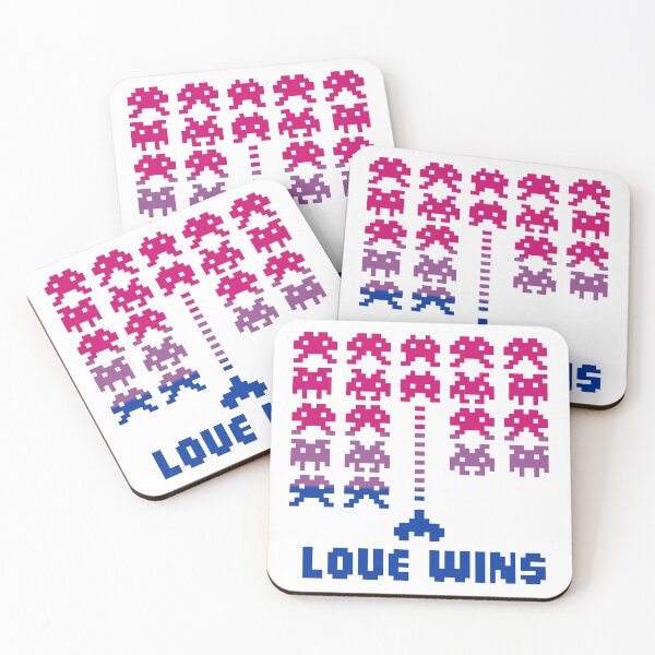 Item preview, PRIDE Collection: Bisexual Space Invaders "LOVE WINS" (Pixel Art) designed and sold by Rebecca Creates....
