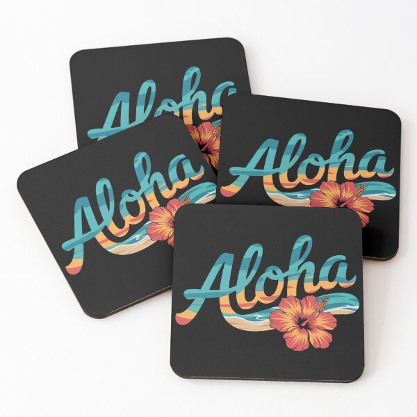 Item preview, Aloha Tropical Sunset – Hibiscus Flower & Ocean Wave Vector Design designed and sold by ARTReMi.