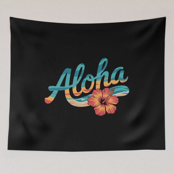 Item preview, Aloha Tropical Sunset – Hibiscus Flower & Ocean Wave Vector Design designed and sold by ARTReMi.