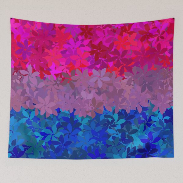 Item preview, Groovy Retro Boho Floral Abstract Digital Bisexual Pride Flag designed and sold by Chaos Queery.
