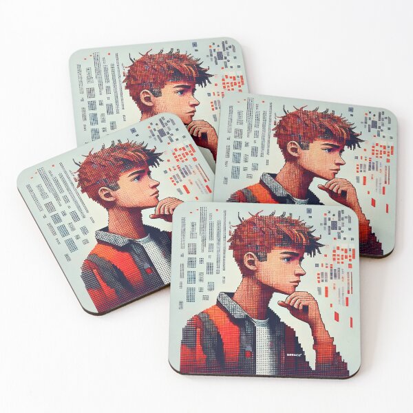 Item preview, Teen Contemplating Data in a Mosaic of Tiny Red Bricks - dePace' designed and sold by mrpropcake.