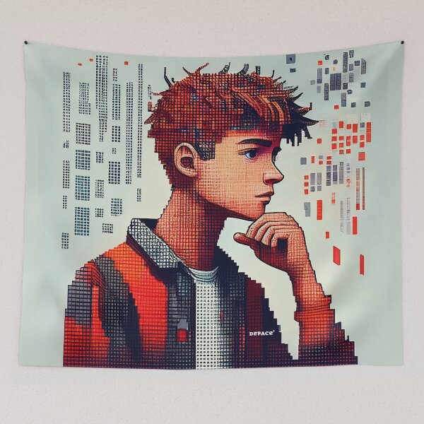 Item preview, Teen Contemplating Data in a Mosaic of Tiny Red Bricks - dePace' designed and sold by mrpropcake.