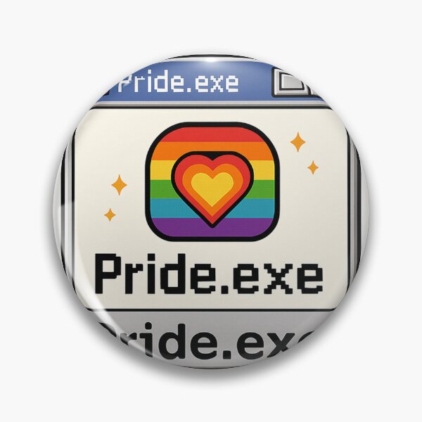 Artikelvorschau, Pride.exe – Vintage-Computer-Regenbogen-Aufkleber entworfen und verkauft von Mestyle0.