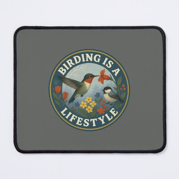 Item preview, Birding Is a Lifestyle – Hummingbird & Chickadee Vintage Garden Badge designed and sold by Brainy Bird's Place.
