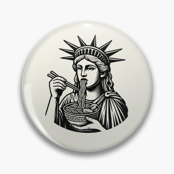 Item preview, Statue of Liberty Eating Ramen Noodles New York Vintage T-Shirt designed and sold by SunfullyYours.