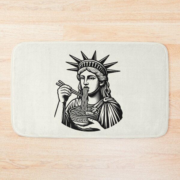 Item preview, Statue of Liberty Eating Ramen Noodles New York Vintage T-Shirt designed and sold by SunfullyYours.