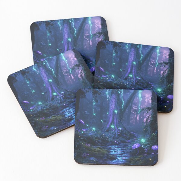 Item preview, Bioluminescent alien forest at twilight designed and sold by planned-chaos.