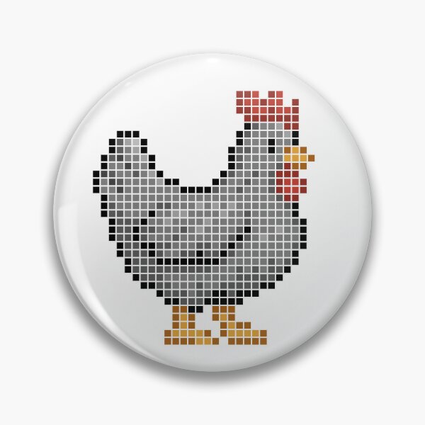 Item preview, Pixeled chicken (silver) designed and sold by Brain Fart Buffet.