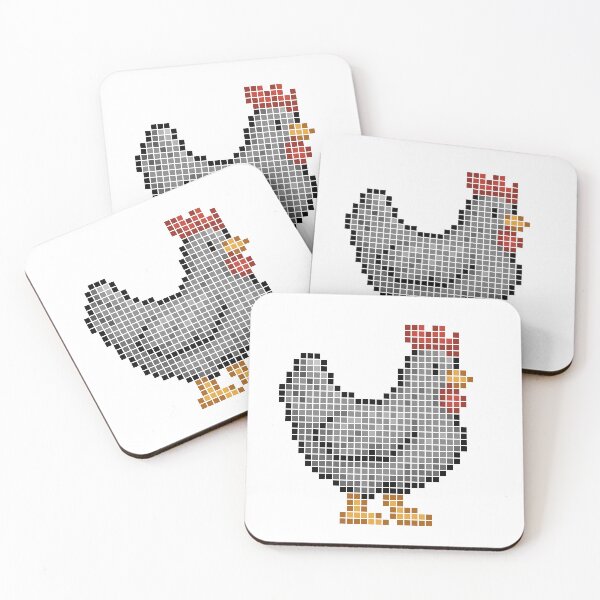 Item preview, Pixeled chicken (silver) designed and sold by Brain Fart Buffet.