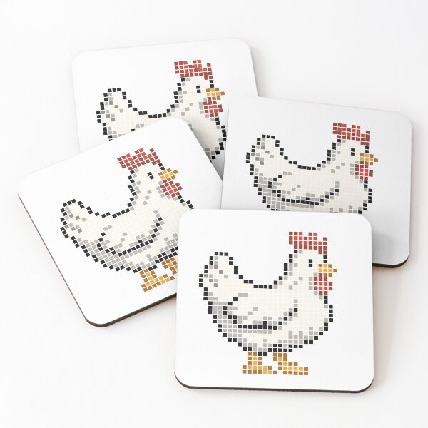 Artikelvorschau, Gepixeltes Huhn (weiß) entworfen und verkauft von Brain Fart Buffet.