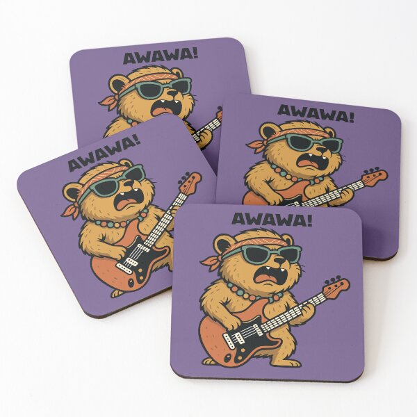 Item preview, Awawa Rock Hyrax Rock Star Hippie Funny Guitar Love designed and sold by d247.