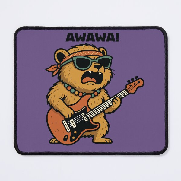Item preview, Awawa Rock Hyrax Rock Star Hippie Funny Guitar Love designed and sold by d247.