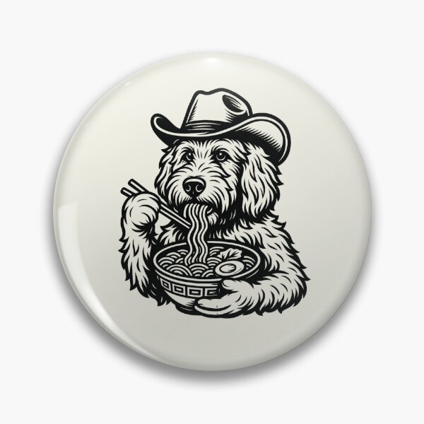 Item preview, Golden Doodle Dog Eating Ramen Japanese Noodles Cowboy Hat T-Shirt designed and sold by SunfullyYours.