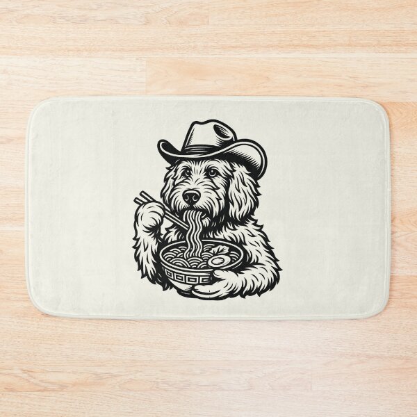 Item preview, Golden Doodle Dog Eating Ramen Japanese Noodles Cowboy Hat T-Shirt designed and sold by SunfullyYours.
