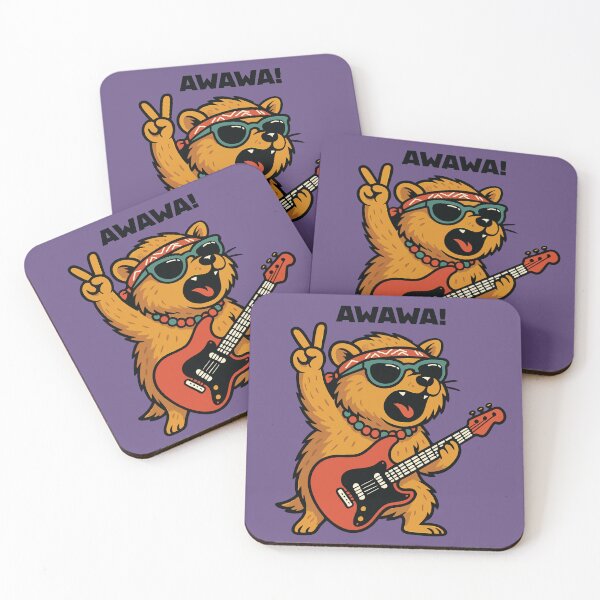 Item preview, Awawa Rock Hyrax Rock Star Hippie Funny Guitar Love designed and sold by d247.