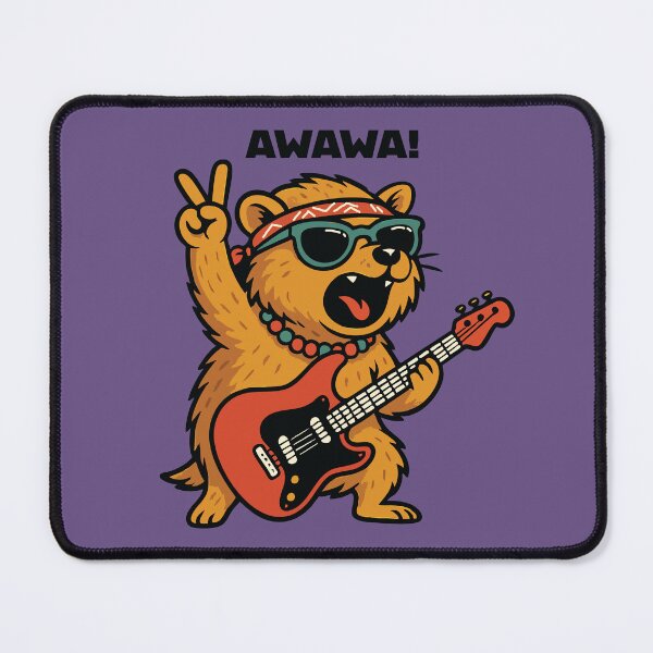 Item preview, Awawa Rock Hyrax Rock Star Hippie Funny Guitar Love designed and sold by d247.