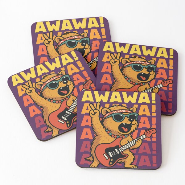 Item preview, Awawa Rock Hyrax Rock Star Hippie Funny Guitar Love designed and sold by d247.