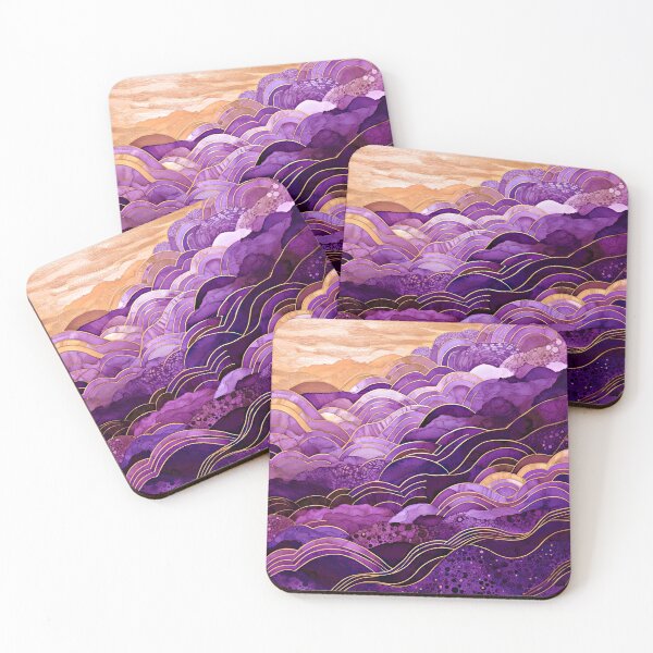 Item preview, Purple Ocean Waves Abstract Art With Golden Sunset designed and sold by DEC02.