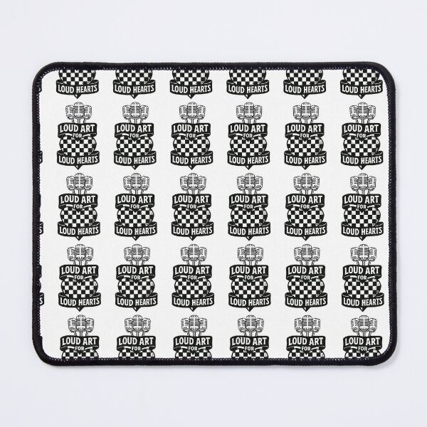 Item preview, Checkerboard Heart & Mics – Loud Art for Loud Hearts-Black Logo designed and sold by Restless Rudie.