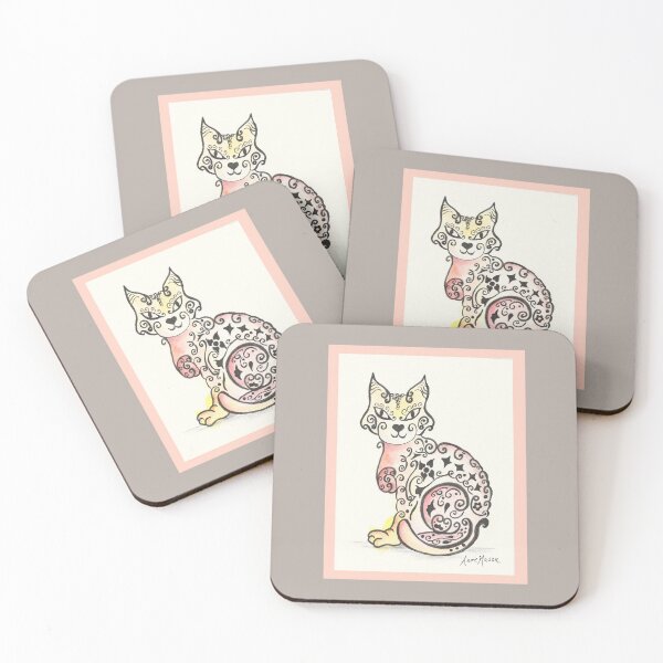 Item preview, Fancy Feline - watercolor and pen illustration designed and sold by Annie Mason Art.