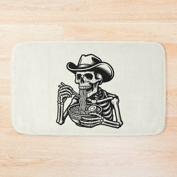 Item preview, Skeleton Eating Ramen Noodles Japanese Cowboy Hat Vintage T-Shirt designed and sold by SunfullyYours.
