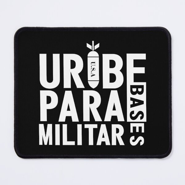 Item preview, Uribe for Military Bases, Uribe for Paramilitary, Resident Calle 13 T-shirt at the 2009 MTV Latin America Awards. For Dark Colors designed and sold by Tiendaplanista.