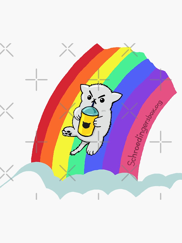 Thumbnail 3 von 3, Sticker, Grummeliges Kätzchen auf Regenbogen-Rutsche designt und verkauft von Boxcats.