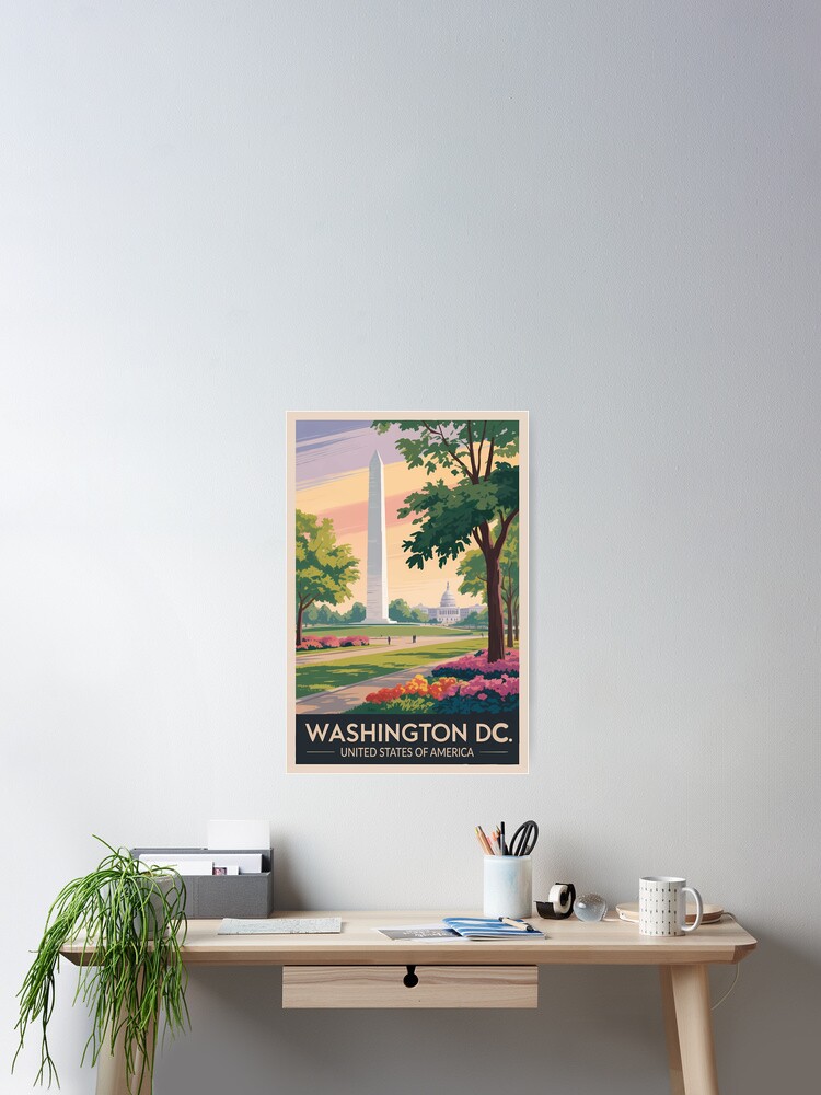 Thumbnail 2 of 3, Poster, Washington DC Illustration Travel Art Vintage designed and sold by KrisSidDesigns.
