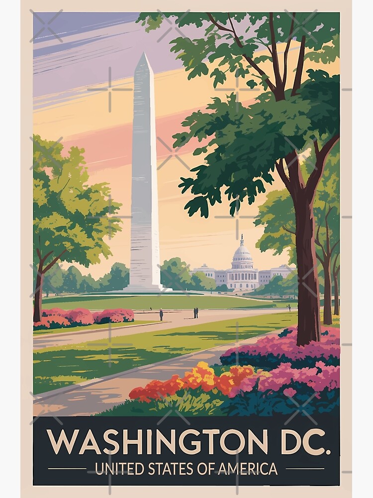 Thumbnail 3 of 3, Poster, Washington DC Illustration Travel Art Vintage designed and sold by KrisSidDesigns.