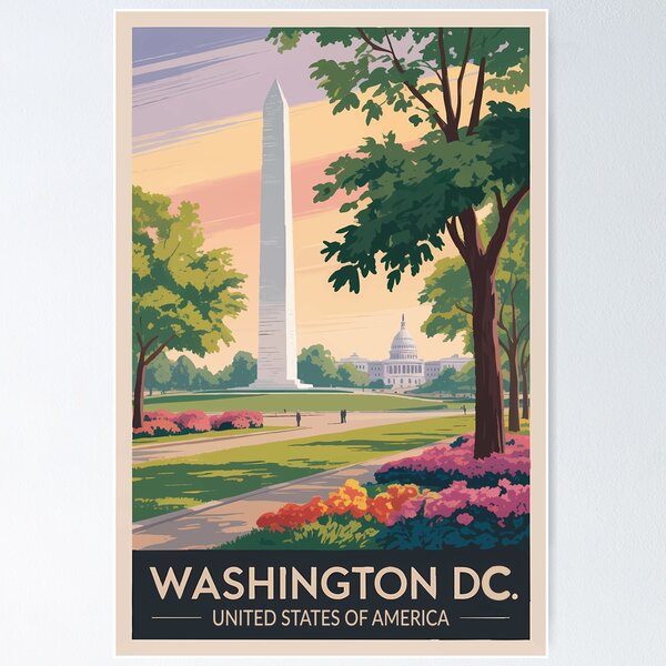 Item preview, Washington DC Illustration Travel Art Vintage designed and sold by KrisSidDesigns.