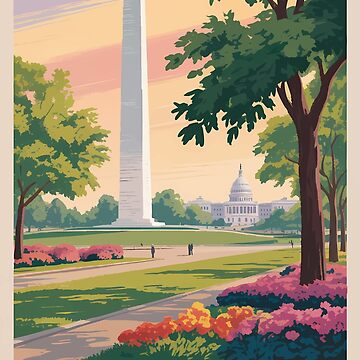 Artwork thumbnail, Washington DC Illustration Travel Art Vintage by KrisSidDesigns