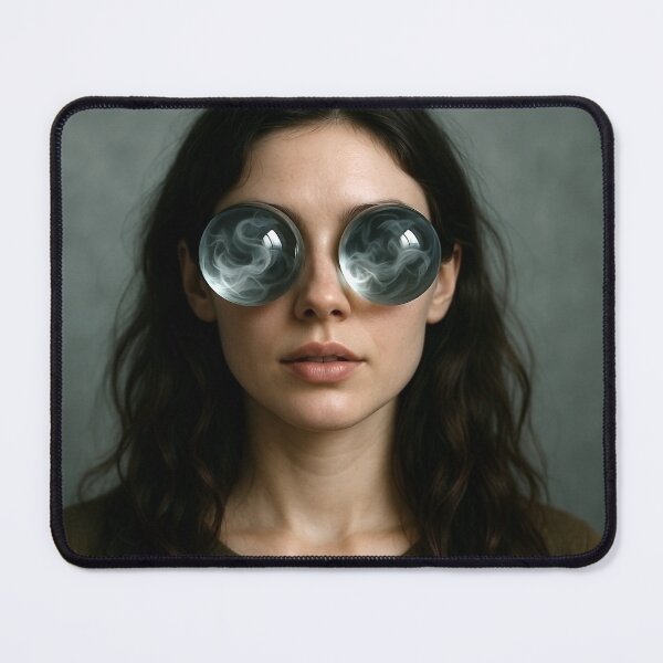 Item preview, Woman gazes with eyes made of marbles with swirling smoke designed and sold by mystiquelicorne.