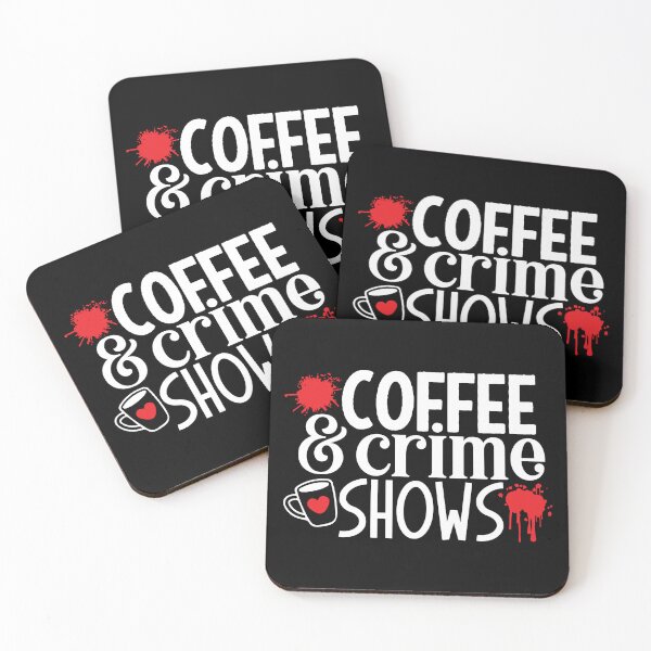 Item preview, Coffee and Crime Shows white design designed and sold by EmeraldeaArt.