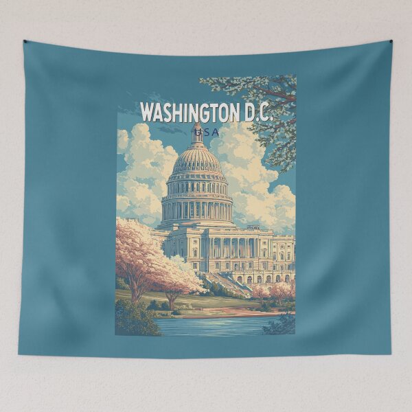 Item preview, Washington DC Capitol Travel Art Vintage designed and sold by KrisSidDesigns.