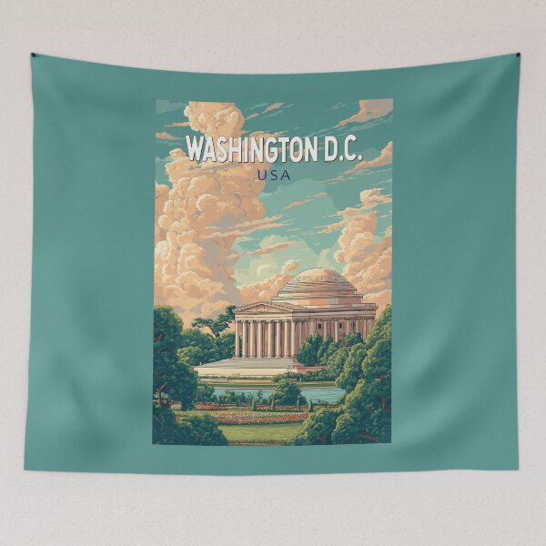 Item preview, Washington DC Thomas Jefferson Memorial Travel Art Vintage designed and sold by KrisSidDesigns.