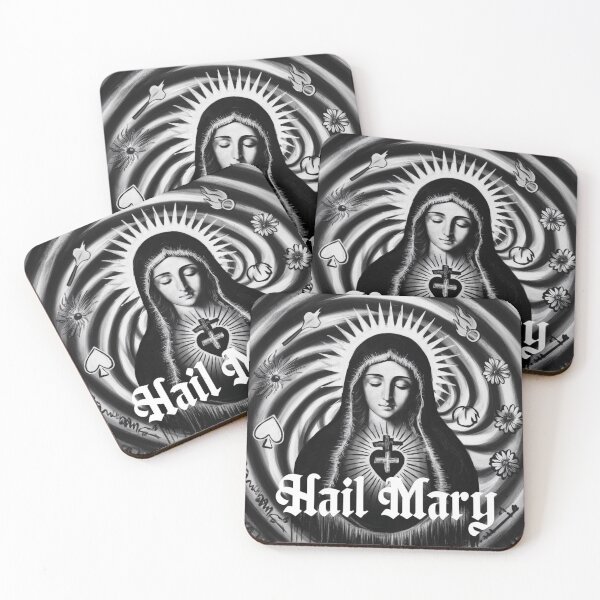 Item preview, Hail Mary in Monochrome – Gothic Black & White Madonna designed and sold by WildStroke.