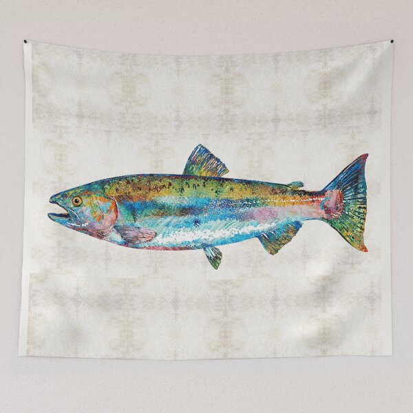 Item preview, Colorful Salmon Fish Art Color Fusion designed and sold by Sharon Cummings Art.