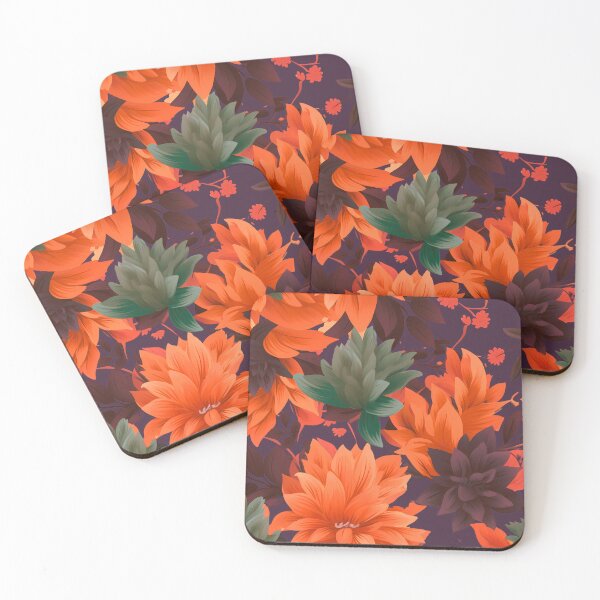 Item preview, Warm Orange Purple And Blue Fall Flowers Watercolor designed and sold by Lovemountain.