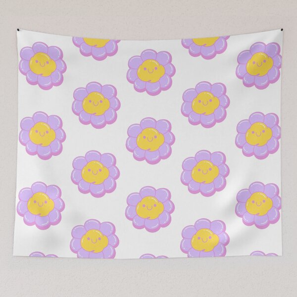 Item preview, Cute Purple Cartoon Flower with Smiley Face Retro Aesthetic Design designed and sold by Blueprint&co.