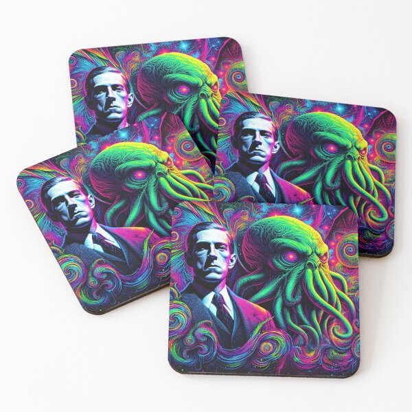 Item preview, H P Lovecraft with Cthulhu designed and sold by CatManDrew.