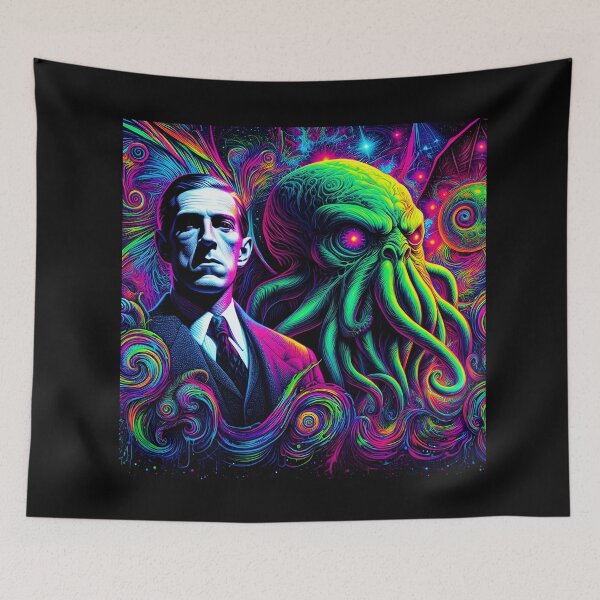 Item preview, H P Lovecraft with Cthulhu designed and sold by CatManDrew.