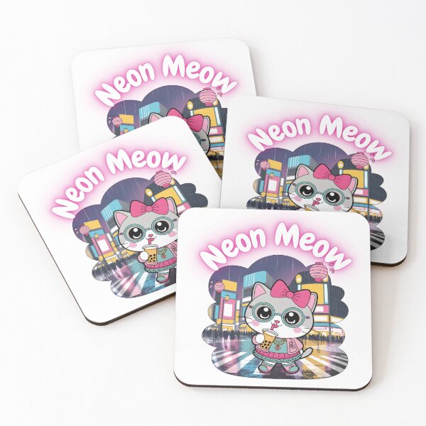 Item preview, "Neon Meow" – Harajuku Cat in Shibuya Glow with Bubble Tea & Neon Vibes designed and sold by Darrwea.