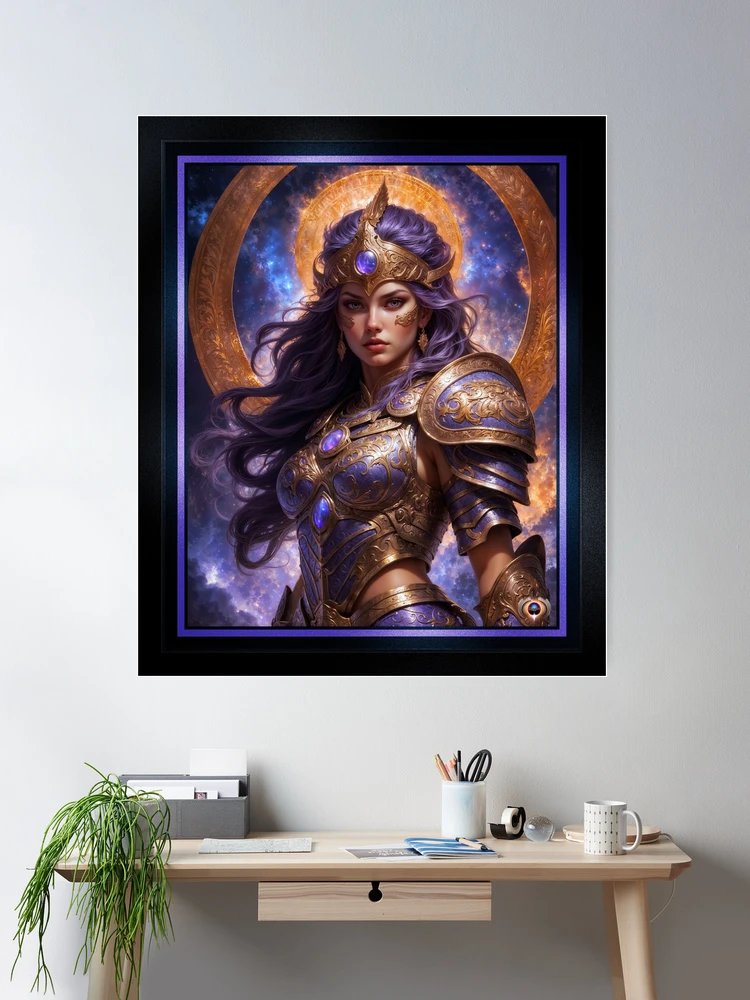 The Ethereal Beauty Of The Cosmic Guardian Lyrianne Thais Mesmerizing AI Concept Art by Xzendor7 Room Decor Poster Art Print