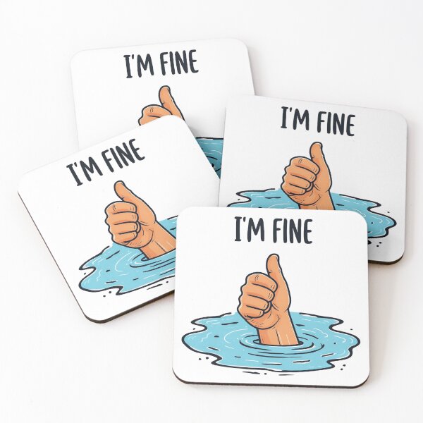 Item preview, I'm Fine - Funny Drowning Hand Illustration with Thumbs Up designed and sold by AliKwStore.