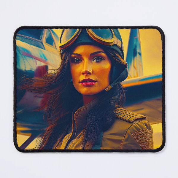 Item preview, Vintage Aviator Anola – Digital Painting of Retro Female Pilot at Sunset designed and sold by Espinoza Creative.