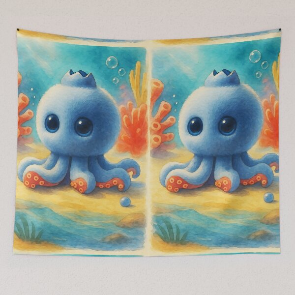 Item preview, Bluberrini Octopussini – Brainrot Watercolor Creature designed and sold by EmeraldeaArt.