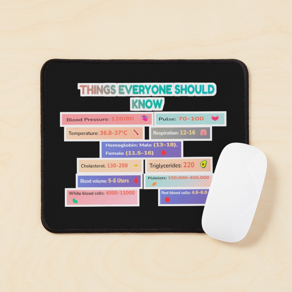 Essential Health Values Cartoon Infographic  Medical Reference Chart" Sticker